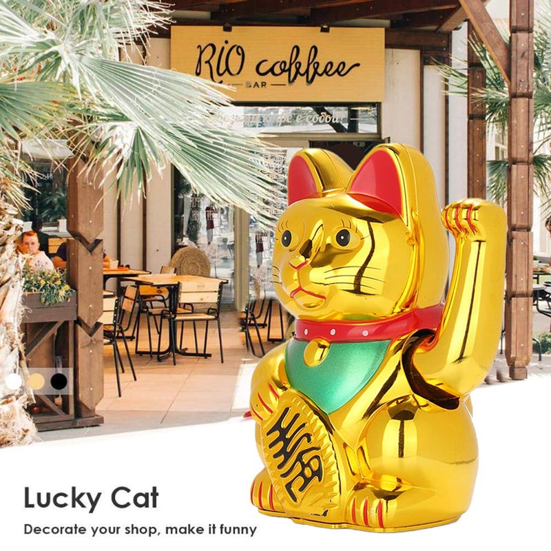 FIOTOK Maneki Neko Lucky Fengshui Cat for Welcoming Fortune Wealth Prosperity Decoration-Smiling Cat W/Waving Paw Function for Shops, Restaurants for Spring Festival & Chinese New Year Celebrations - Image 4